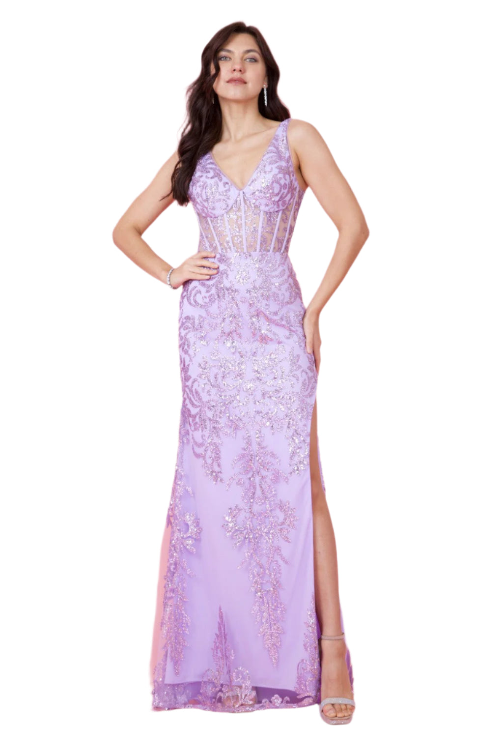 Kos Couture Sequin Corset-Style Bodice Formal Gown Prom Dress-6